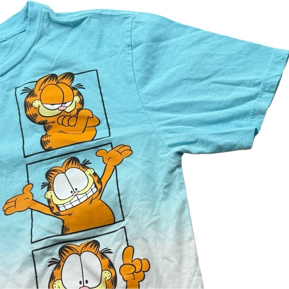 Garfield Kids XL 14-16 Blue Ombre Graphic‎ Tee Short Sleeve Cartoon Cat T-Shirt - Picture 9 of 9